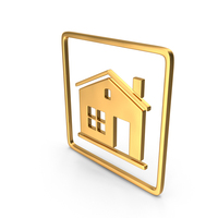 Gold Square Home Symbol PNG & PSD Images
