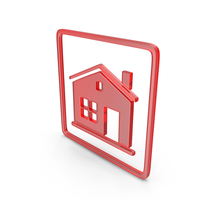 Red Glass Square Home Symbol PNG & PSD Images