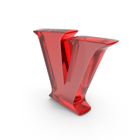 Red Glass Toon Style Capital Alphabet V PNG & PSD Images