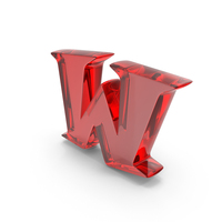 Red Glass Toon Style Capital Alphabet W PNG & PSD Images
