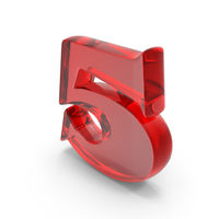 Red Glass Toon Style Number 5 PNG & PSD Images