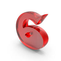 Red Glass Toon Style Number 6 PNG & PSD Images