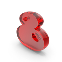 Red Glass Toon Style Number 8 PNG & PSD Images