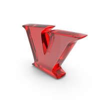 Red Glass Toon Style Small Alphabet V PNG & PSD Images