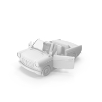 Monochrome Cartoon Car With Open Doors PNG & PSD Images