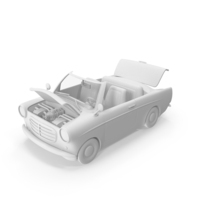 Monochrome Cartoon Car With Open Hood PNG & PSD Images