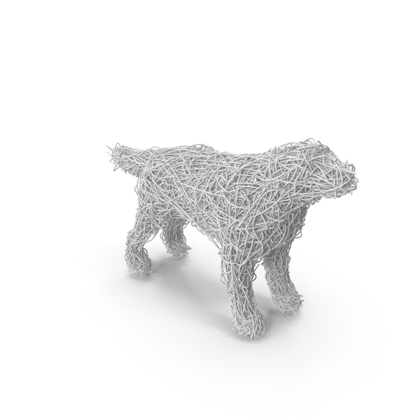 Monochrome Wire Sculpture Dog PNG & PSD Images
