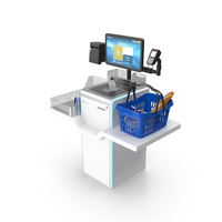 Self Checkout System StrongPoint With Basket And Goods PNG & PSD Images