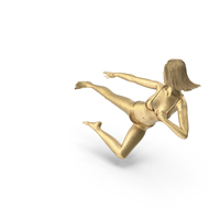 Golden Glitter Girl Ninja Kick PNG & PSD Images