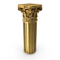 Golden Decorated Pillar Column Short PNG & PSD Images