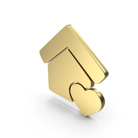 Home Sweet Favorite Love Shape Gold PNG & PSD Images