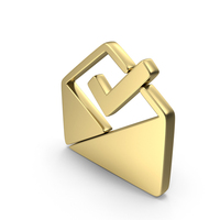 Mail Approved Ok Shape Gold PNG & PSD Images