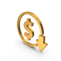 Doller Down Cost Reduction Icon Gold PNG & PSD Images