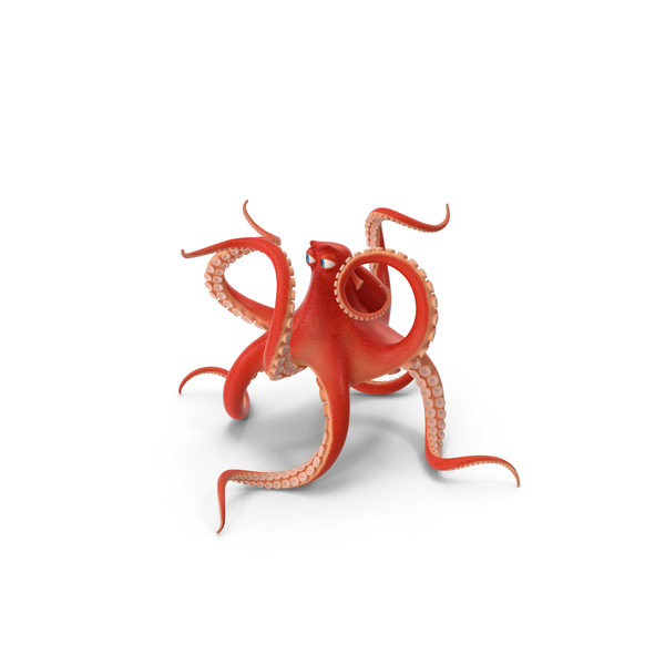 Cartoon Octopus Floating Pose PNG & PSD Images