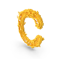 Yellow Pixel Art Assembling Capital Letter C PNG & PSD Images