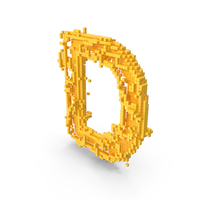Yellow Pixel Art Assembling Capital Letter D PNG & PSD Images