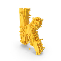 Yellow Pixel Art Assembling Small Letter K PNG & PSD Images