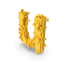 Yellow Pixel Art Assembling Small Letter U PNG & PSD Images