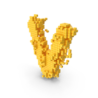 Yellow Pixel Art Assembling Small Letter V PNG & PSD Images