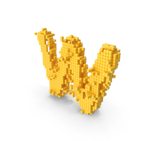 Yellow Pixel Art Assembling Small Letter W PNG & PSD Images