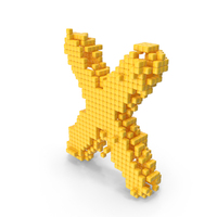 Yellow Pixel Art Assembling Small Letter X PNG & PSD Images