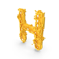 Yellow Pixel Art Assembling Capital Letter H PNG & PSD Images