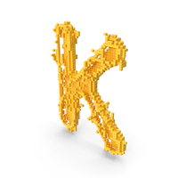 Yellow Pixel Art Assembling Capital Letter K PNG & PSD Images