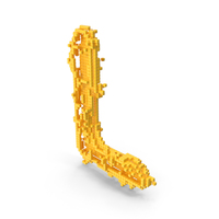 Yellow Pixel Art Assembling Capital Letter L PNG & PSD Images