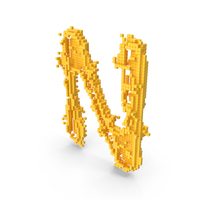 Yellow Pixel Art Assembling Capital Letter N PNG & PSD Images