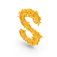 Yellow Pixel Art Assembling Capital Letter S PNG & PSD Images