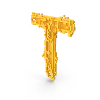 Yellow Pixel Art Assembling Capital Letter T PNG & PSD Images