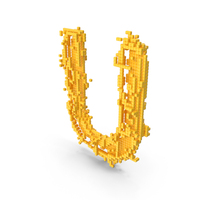 Yellow Pixel Art Assembling Capital Letter U PNG & PSD Images