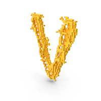 Yellow Pixel Art Assembling Capital Letter V PNG & PSD Images