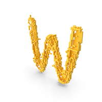 Yellow Pixel Art Assembling Capital Letter W PNG & PSD Images
