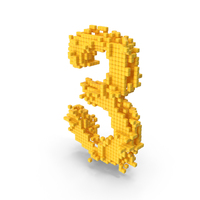 Yellow Pixel Art Assembling Number 3 PNG & PSD Images