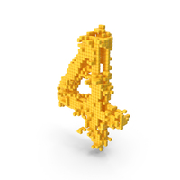 Yellow Pixel Art Assembling Number 4 PNG & PSD Images