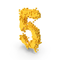 Yellow Pixel Art Assembling Number 5 PNG & PSD Images
