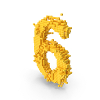 Yellow Pixel Art Assembling Number 6 PNG & PSD Images