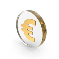 Euro Symbol Gold Glass PNG & PSD Images