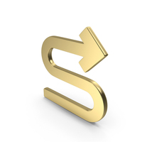 Curved Arrow Right Shape Gold PNG & PSD Images