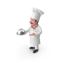 Cartoon Chef Serving A Dish PNG & PSD Images