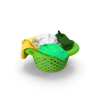 Green Laundry Basket Filled with Clothes PNG & PSD Images