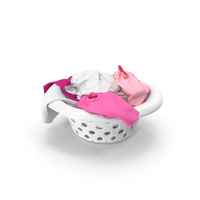 White Laundry Basket Filled With Clothes PNG & PSD Images