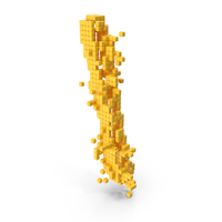 Cubical Pixel Art Assembling Yellow Backslash PNG & PSD Images