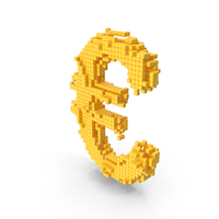 Yellow Pixel Art Assembling Euro Symbol PNG & PSD Images