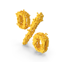 Yellow Cubical Pixel Art Assembling Percentage Symbol PNG & PSD Images