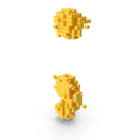 Yellow Cubical Pixel Art Assembling Semicolon Symbol PNG & PSD Images