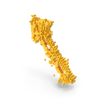 Yellow Pixel Art Assembling Diagonal Arrow Symbol PNG & PSD Images