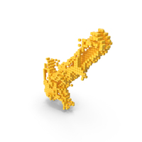 Yellow Pixel Art Assembling Diagonal Downward Arrow Symbol PNG & PSD Images