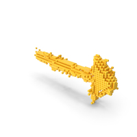 Yellow Pixel Art Assembling Sideway Arrow Symbol PNG & PSD Images